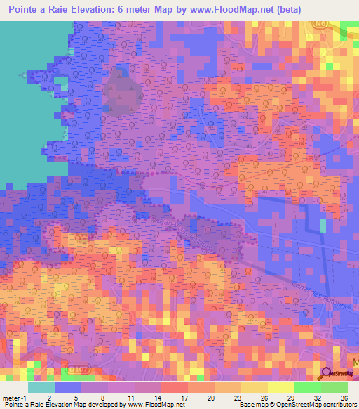 Pointe a Raie,Guadeloupe Elevation Map