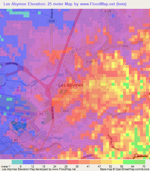 Les Abymes,Guadeloupe Elevation Map