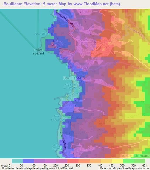 Bouillante,Guadeloupe Elevation Map