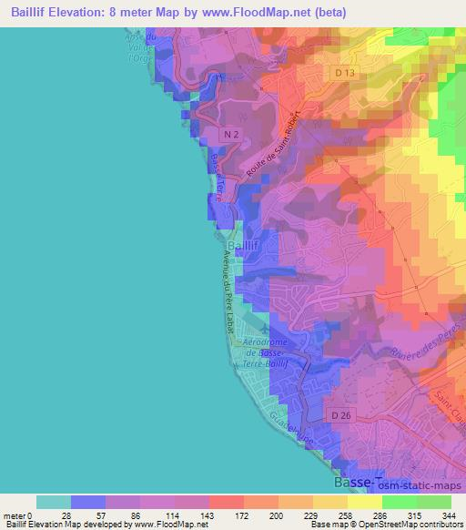Baillif,Guadeloupe Elevation Map