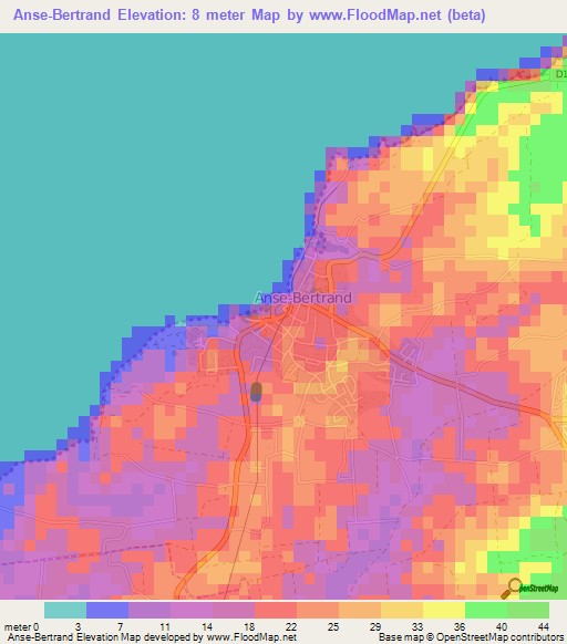 Anse-Bertrand,Guadeloupe Elevation Map