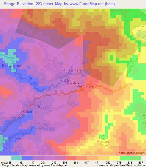 Mango,Grenada Elevation Map