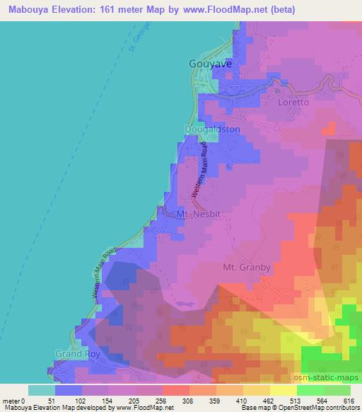 Mabouya,Grenada Elevation Map