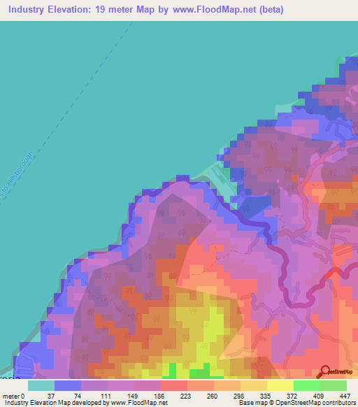 Industry,Grenada Elevation Map