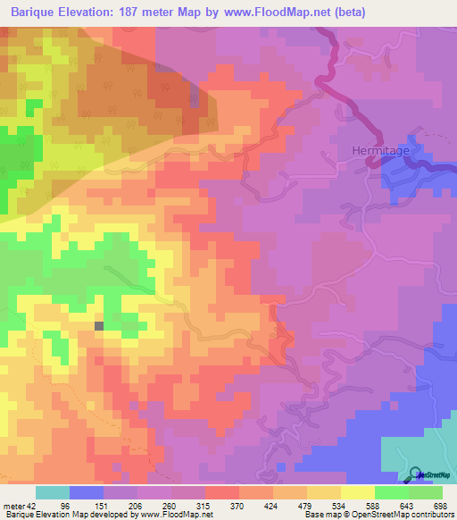 Barique,Grenada Elevation Map