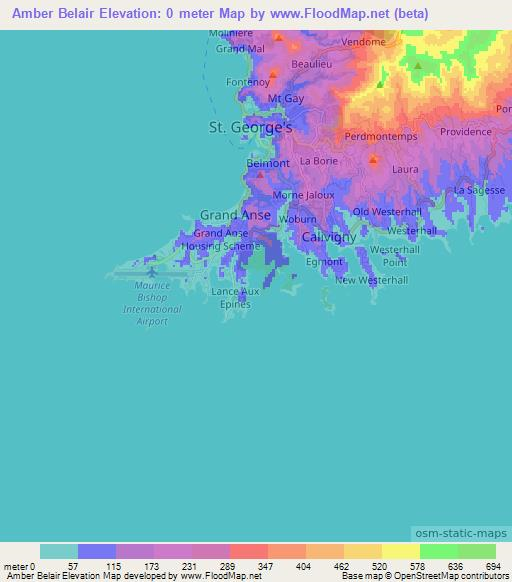 Amber Belair,Grenada Elevation Map