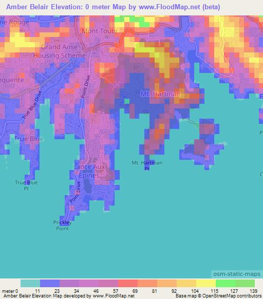 Amber Belair,Grenada Elevation Map