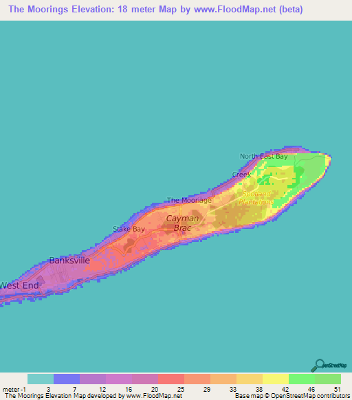 The Moorings,Cayman Islands Elevation Map
