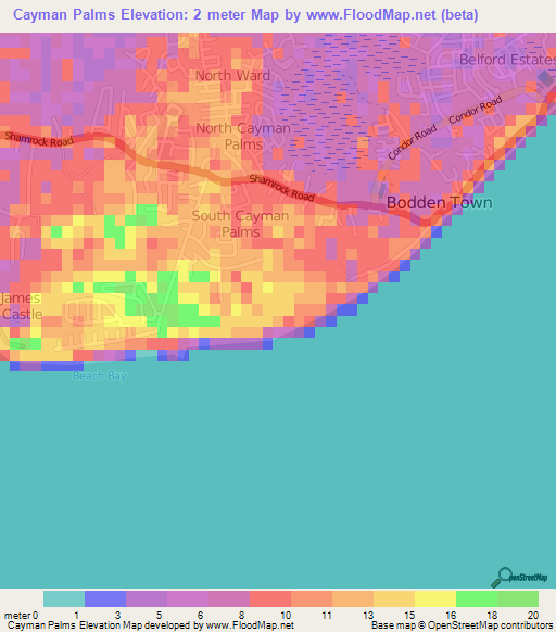 Cayman Palms,Cayman Islands Elevation Map