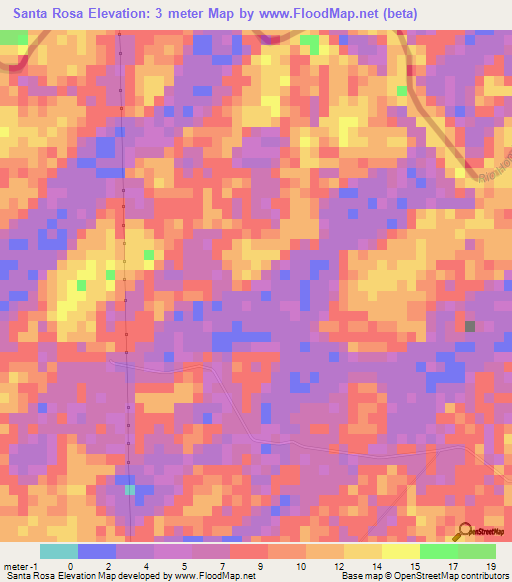 Santa Rosa,Belize Elevation Map