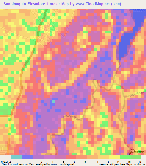 San Joaquin,Belize Elevation Map