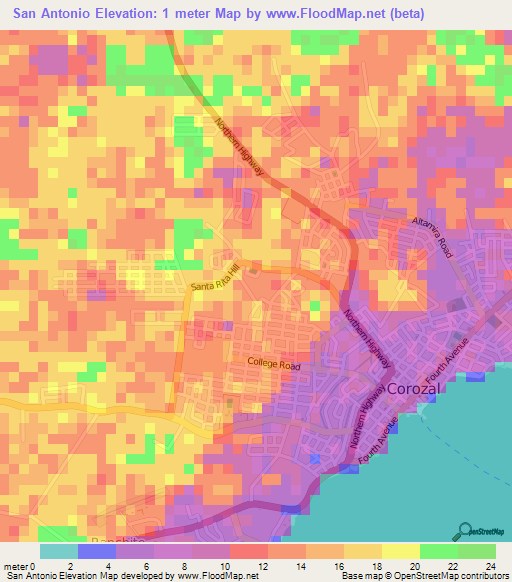 San Antonio,Belize Elevation Map