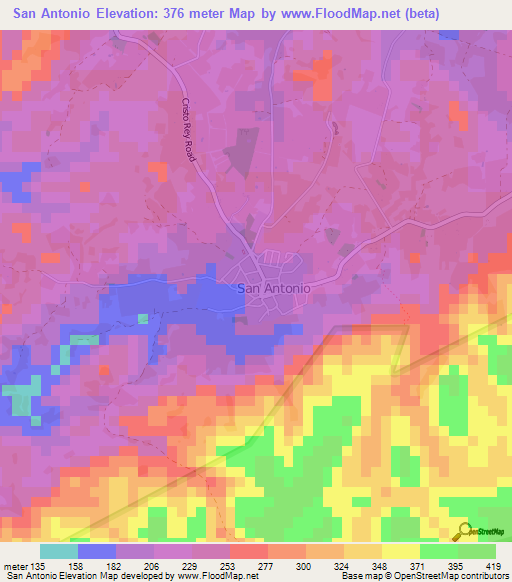 San Antonio,Belize Elevation Map