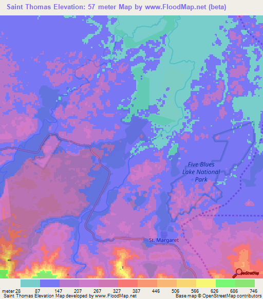 Saint Thomas,Belize Elevation Map