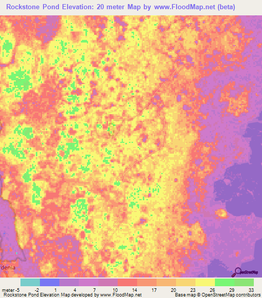 Rockstone Pond,Belize Elevation Map