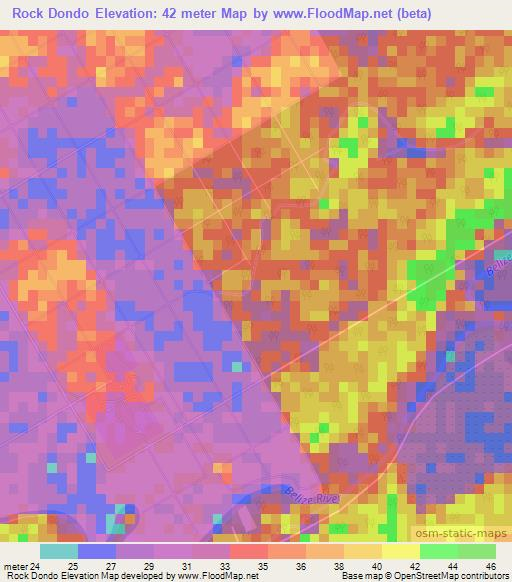 Rock Dondo,Belize Elevation Map