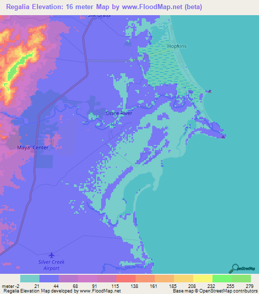 Regalia,Belize Elevation Map