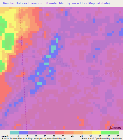Rancho Dolores,Belize Elevation Map