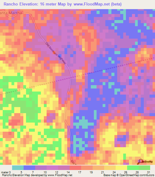 Rancho,Belize Elevation Map