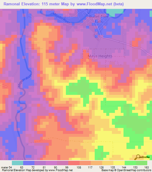 Ramonal,Belize Elevation Map
