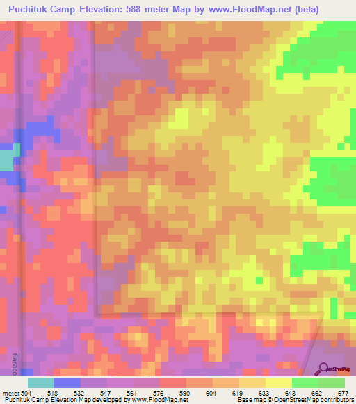 Puchituk Camp,Belize Elevation Map
