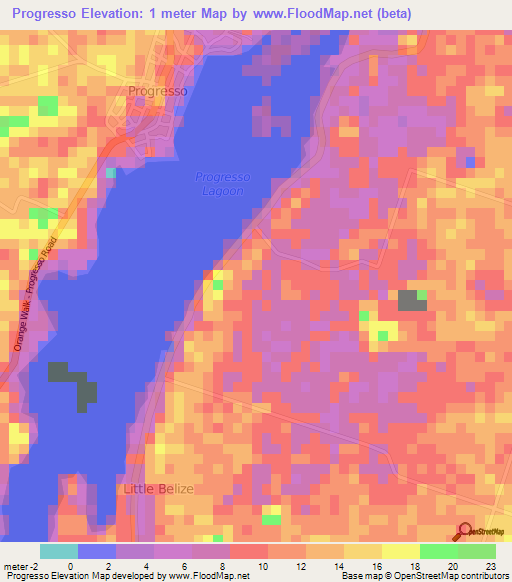Progresso,Belize Elevation Map