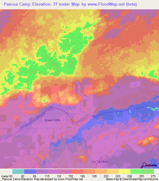 Pascua Camp,Belize Elevation Map