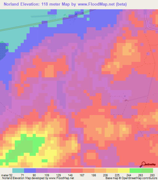 Norland,Belize Elevation Map