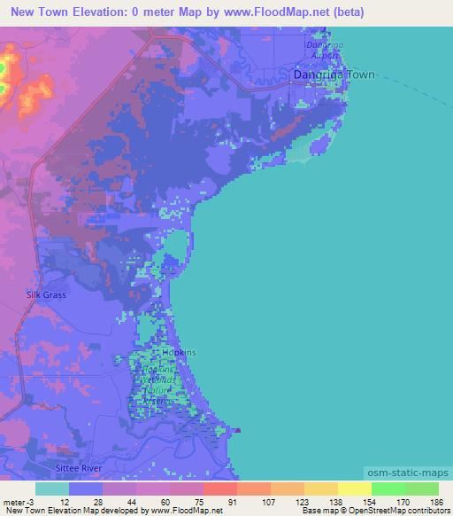 New Town,Belize Elevation Map