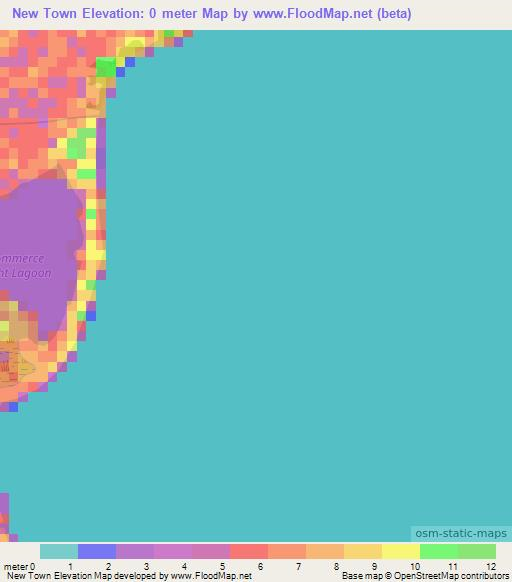 New Town,Belize Elevation Map