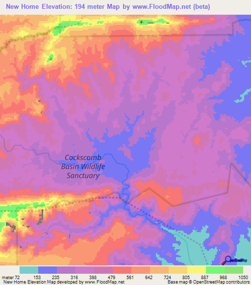 New Home,Belize Elevation Map