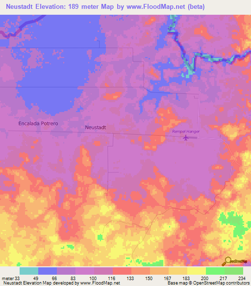 Neustadt,Belize Elevation Map