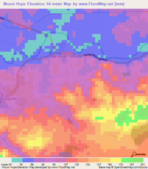 Mount Hope,Belize Elevation Map