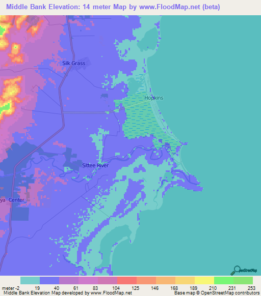 Middle Bank,Belize Elevation Map