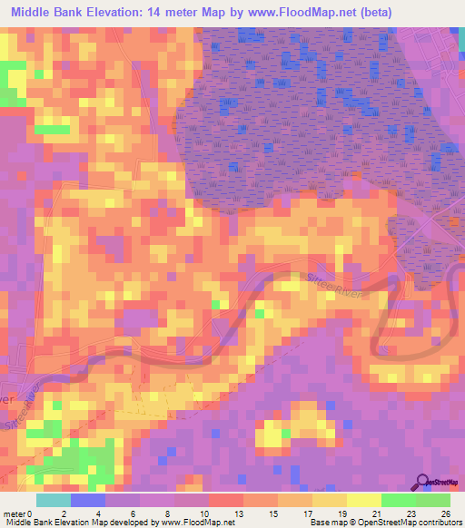 Middle Bank,Belize Elevation Map