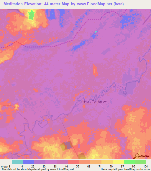 Meditation,Belize Elevation Map
