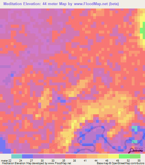Meditation,Belize Elevation Map