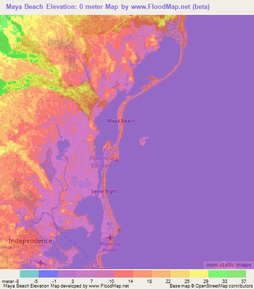 Maya Beach,Belize Elevation Map