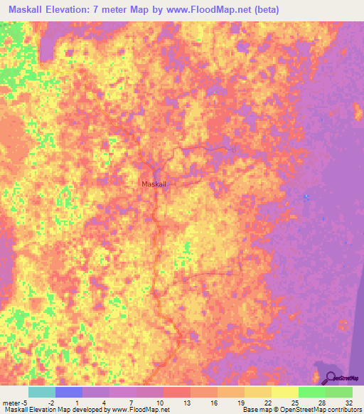 Maskall,Belize Elevation Map