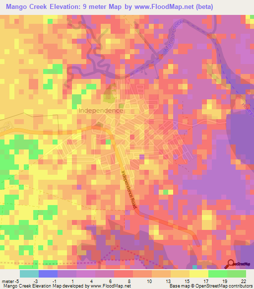 Mango Creek,Belize Elevation Map