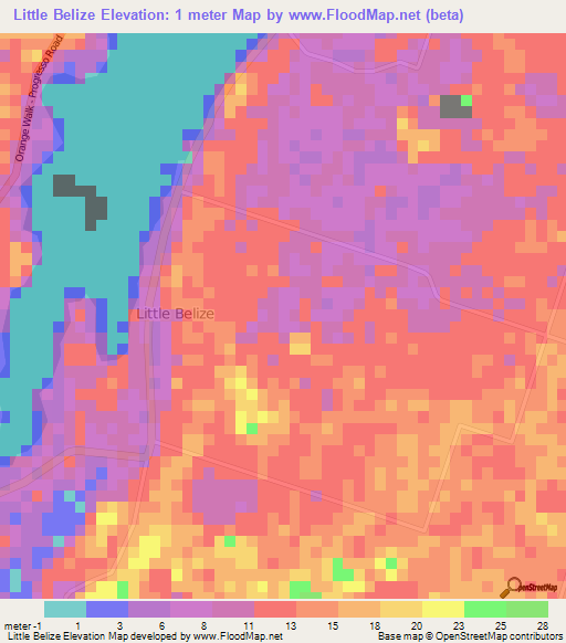 Little Belize,Belize Elevation Map