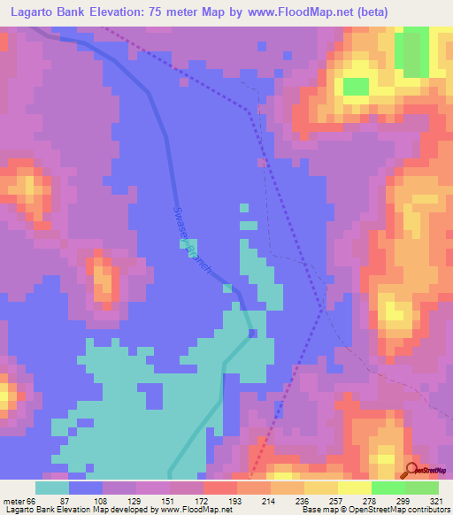 Lagarto Bank,Belize Elevation Map
