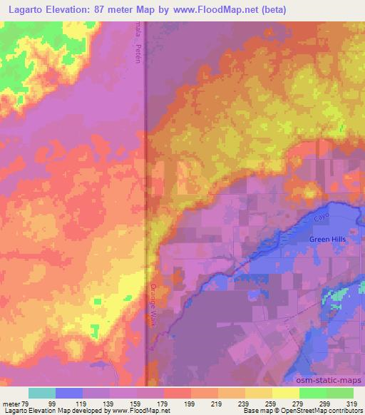 Lagarto,Belize Elevation Map