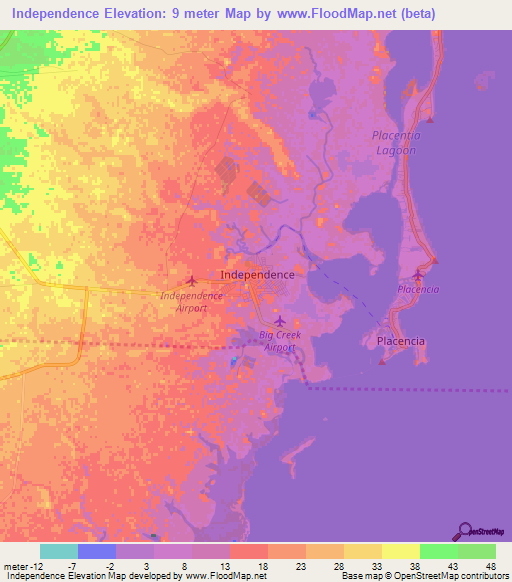 Independence,Belize Elevation Map
