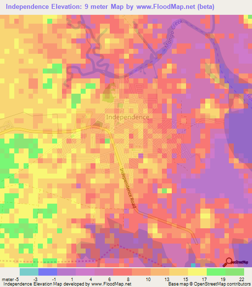Independence,Belize Elevation Map