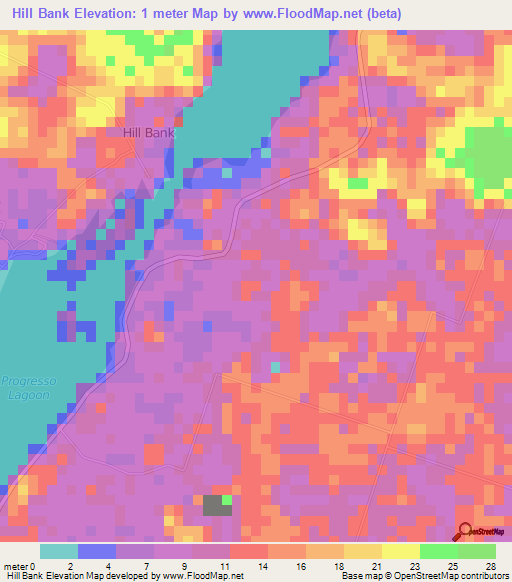 Hill Bank,Belize Elevation Map