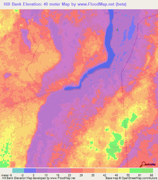 Hill Bank,Belize Elevation Map