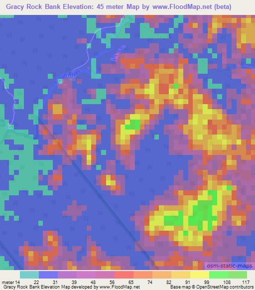 Gracy Rock Bank,Belize Elevation Map