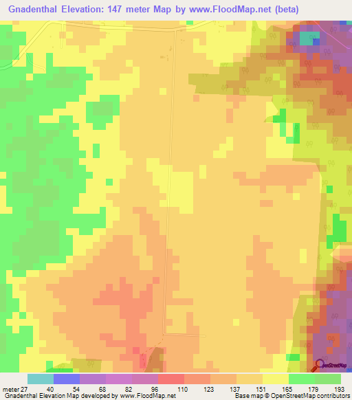 Gnadenthal,Belize Elevation Map