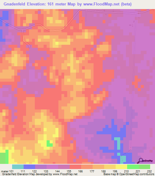 Gnadenfeld,Belize Elevation Map